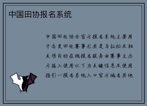 中国田协报名系统