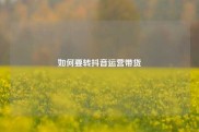 如何要转抖音运营带货