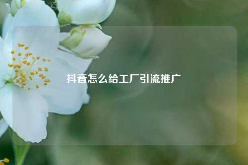 抖音怎么给工厂引流推广