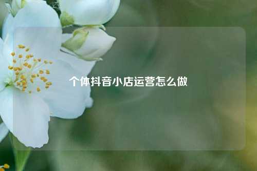 个体抖音小店运营怎么做