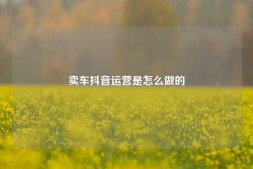 卖车抖音运营是怎么做的